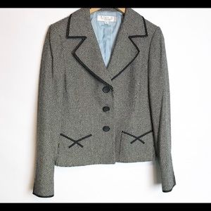 Studio Tahari Blazer Gray 3 Button Wool Blend